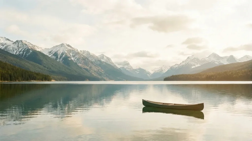 Paysage canadien serein avec montagnes et lac calme