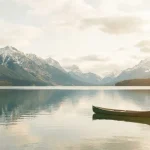 Paysage canadien serein avec montagnes et lac calme