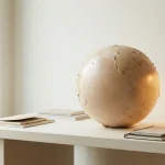 Globe terrestre moderne sur un bureau clair, vue d'ensemble mondiale
